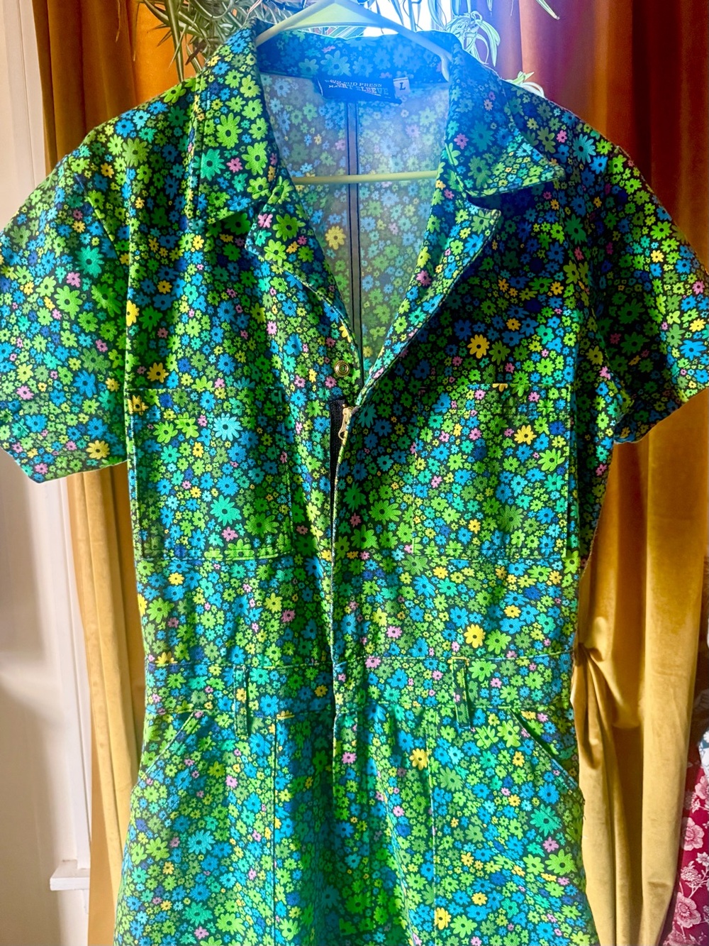 Big Bud Press Moss Blossom Short-Sleeve Jumpsuit/Union Suit L